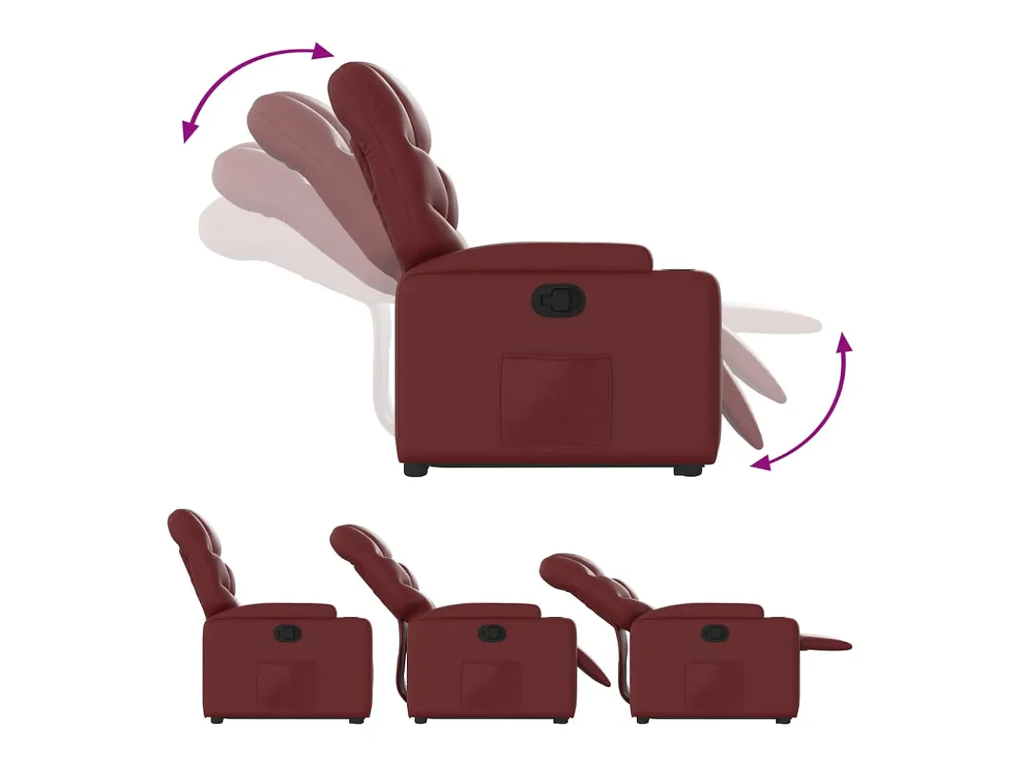 Poltrona Confortável | Poltrona reclinável elevatória couro artificial vermelho tinto SHL483618