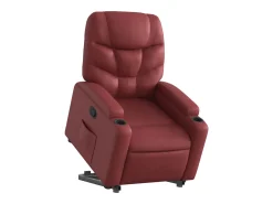 Poltrona Confortável | Poltrona reclinável elevatória couro artificial vermelho tinto SHL483618