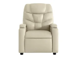Poltrona Confortável | Poltrona reclinável elétrica couro artificial cor creme SHL863230