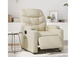 Poltrona Confortável | Poltrona reclinável elétrica couro artificial cor creme SHL863230