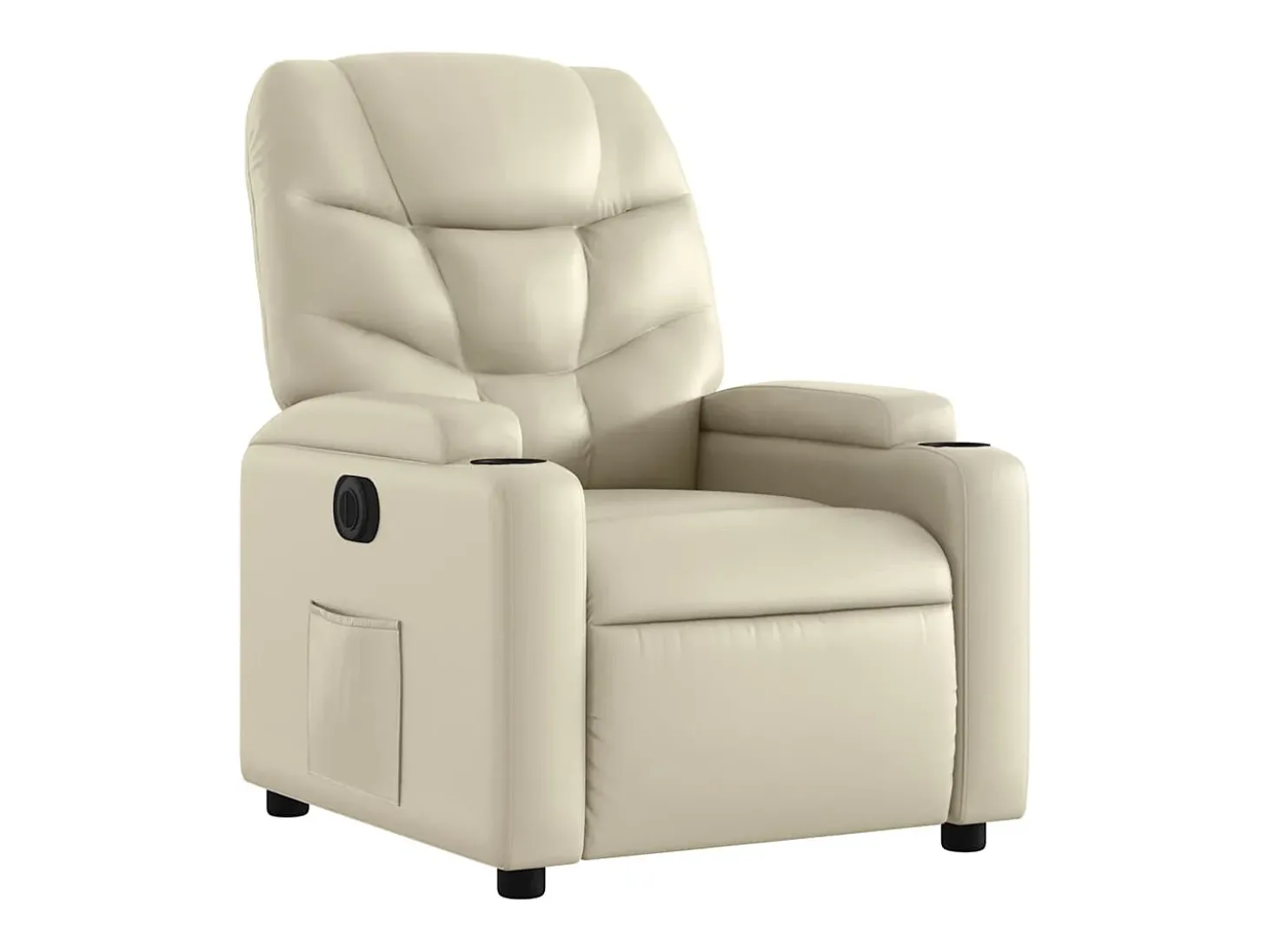 Poltrona Confortável | Poltrona reclinável elétrica couro artificial cor creme SHL863230