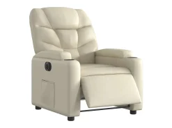Poltrona Confortável | Poltrona reclinável elétrica couro artificial cor creme SHL863230