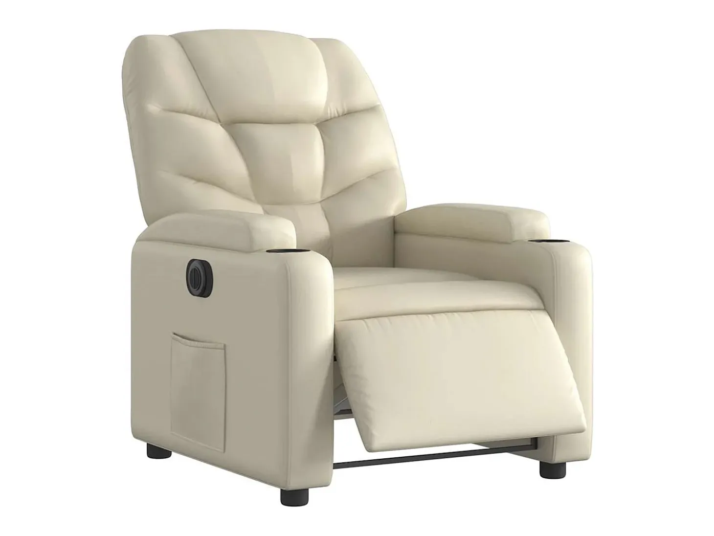 Poltrona Confortável | Poltrona reclinável elétrica couro artificial cor creme SHL863230