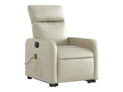 Poltrona Confortável | Poltrona reclinável elevatória elétrica couro artificial creme SHL350633
