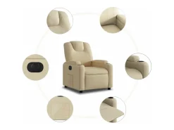 Poltrona Confortável | Poltrona reclinável elétrica tecido cor creme SHL629387