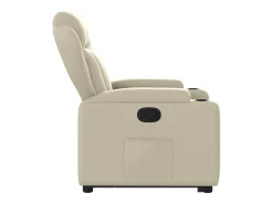 Poltrona Confortável | Poltrona reclinável elevatória couro artificial cor creme SHL781365