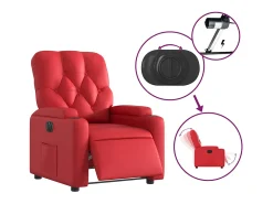 Poltrona Confortável | Poltrona reclinável elétrica couro artificial vermelho SHL586039