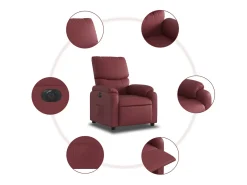 Poltrona Confortável | Poltrona reclinável elétrica couro artificial vermelho tinto SHL696308