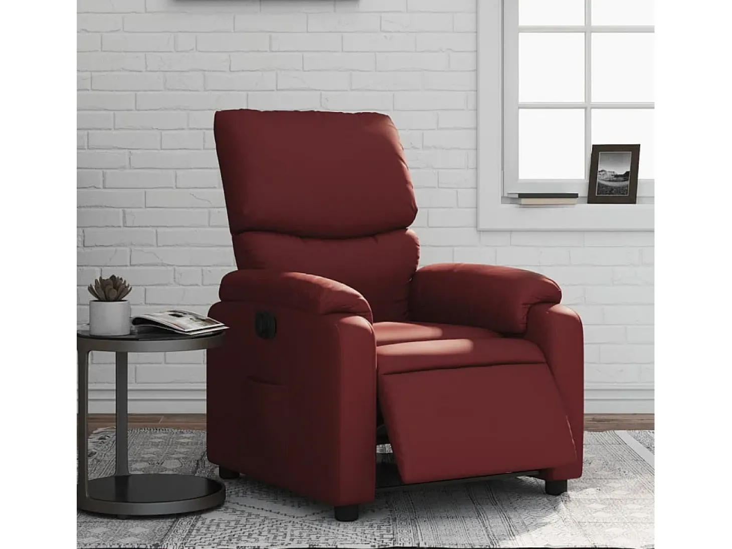 Poltrona Confortável | Poltrona reclinável elétrica couro artificial vermelho tinto SHL696308