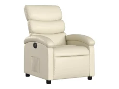 Poltrona Confortável | Poltrona reclinável elétrica couro artificial cor creme SHL223724