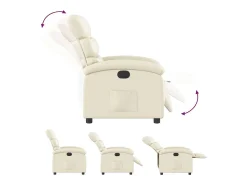 Poltrona Confortável | Poltrona reclinável elétrica couro artificial cor creme SHL223724