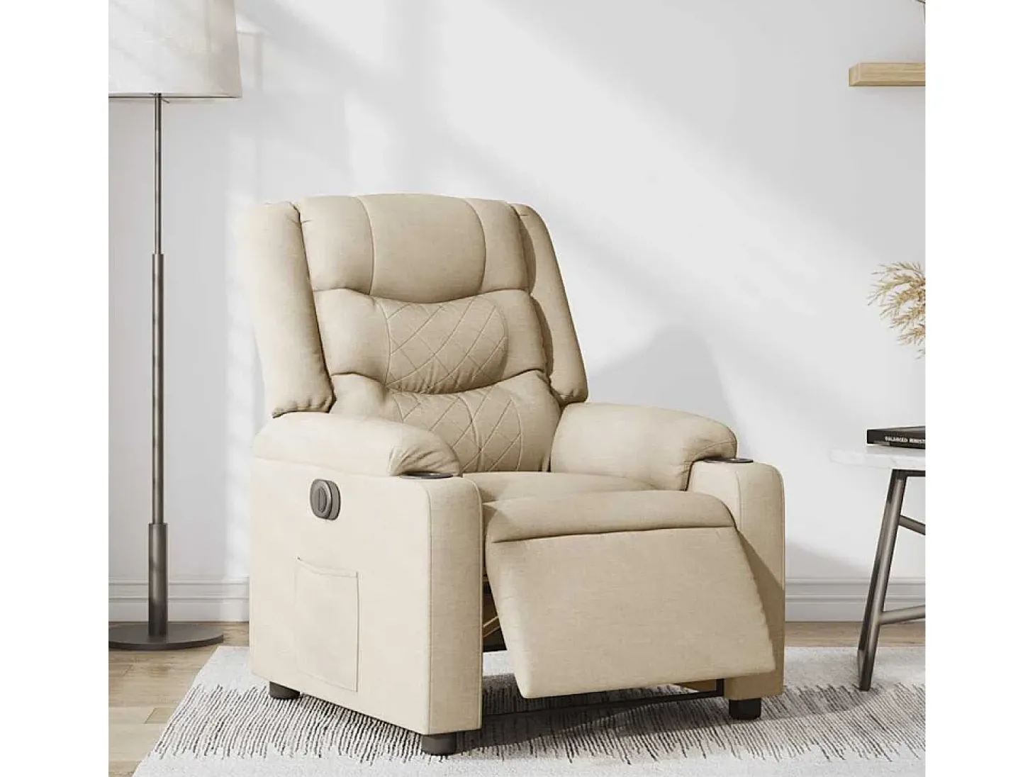 Poltrona Confortável | Poltrona reclinável elétrica tecido cor creme SHL276164