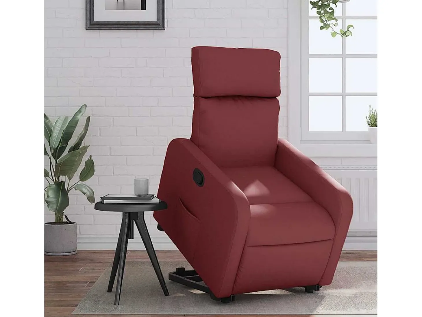 Poltrona Confortável | Poltrona reclinável elevatória couro artificial vermelho tinto SHL478344