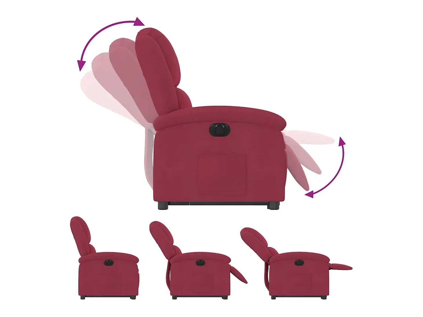 Poltrona Confortável | Poltrona reclinável elevatória elétrica veludo vermelho-tinto SHL80127