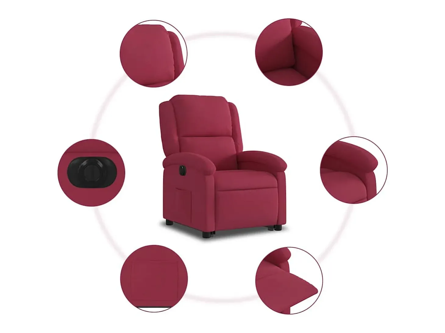 Poltrona Confortável | Poltrona reclinável elevatória elétrica veludo vermelho-tinto SHL80127