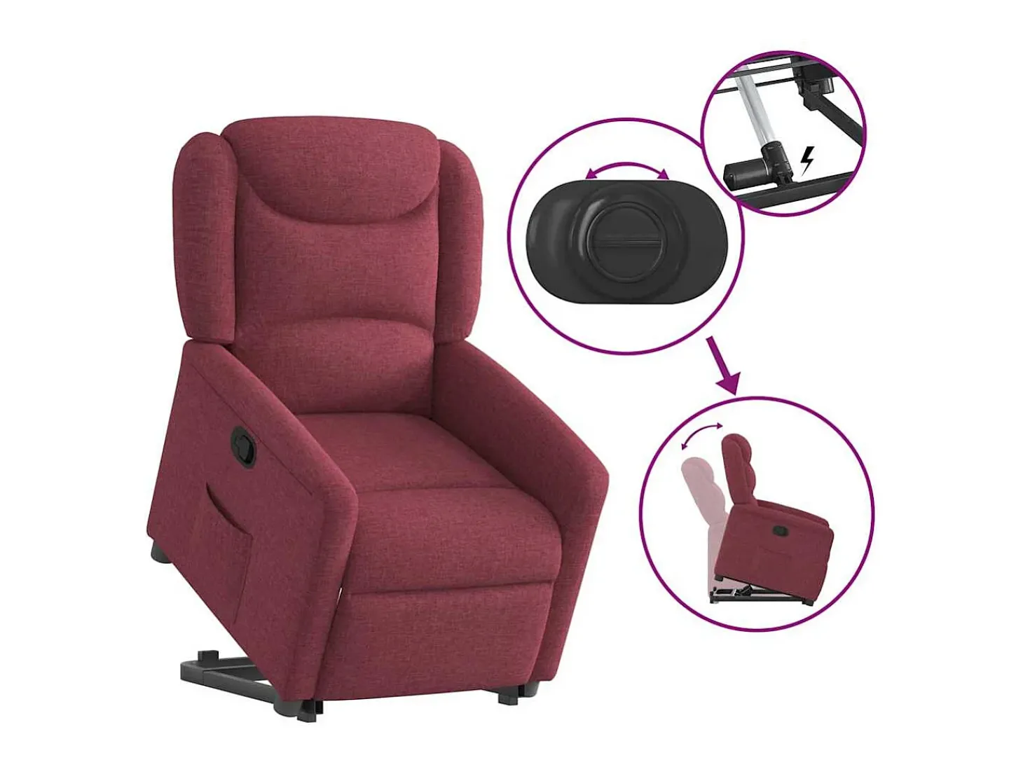 Poltrona Confortável | Poltrona reclinável elevatória tecido vermelho tinto SHL419598