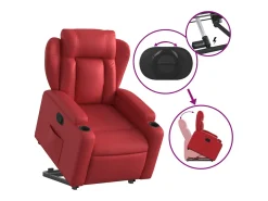 Poltrona Confortável | Poltrona reclinável elevatória couro artificial vermelho SHL319033