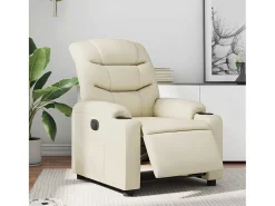 Poltrona Confortável | Poltrona reclinável elétrica couro artificial cor creme SHL106096
