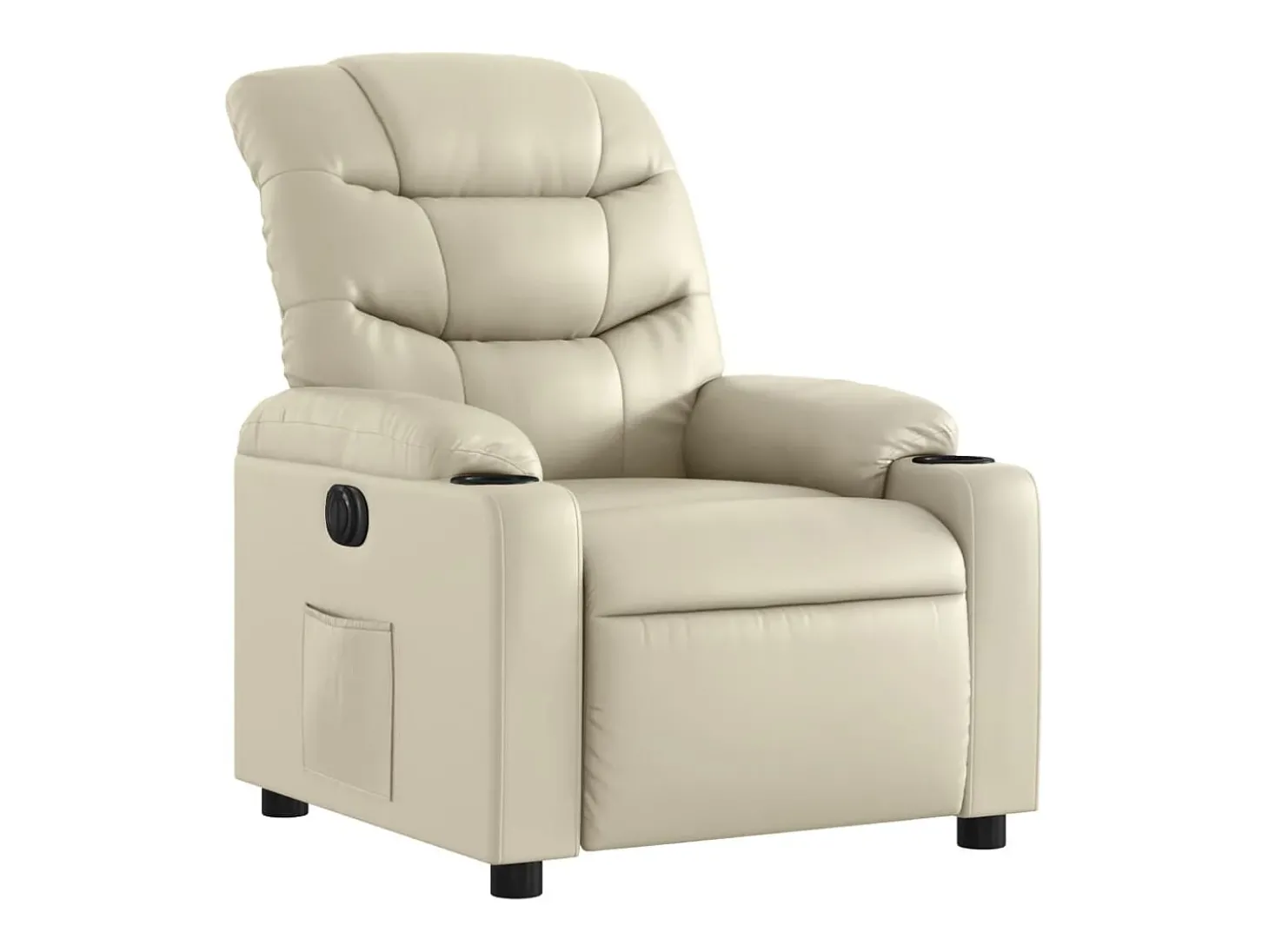 Poltrona Confortável | Poltrona reclinável elétrica couro artificial cor creme SHL106096