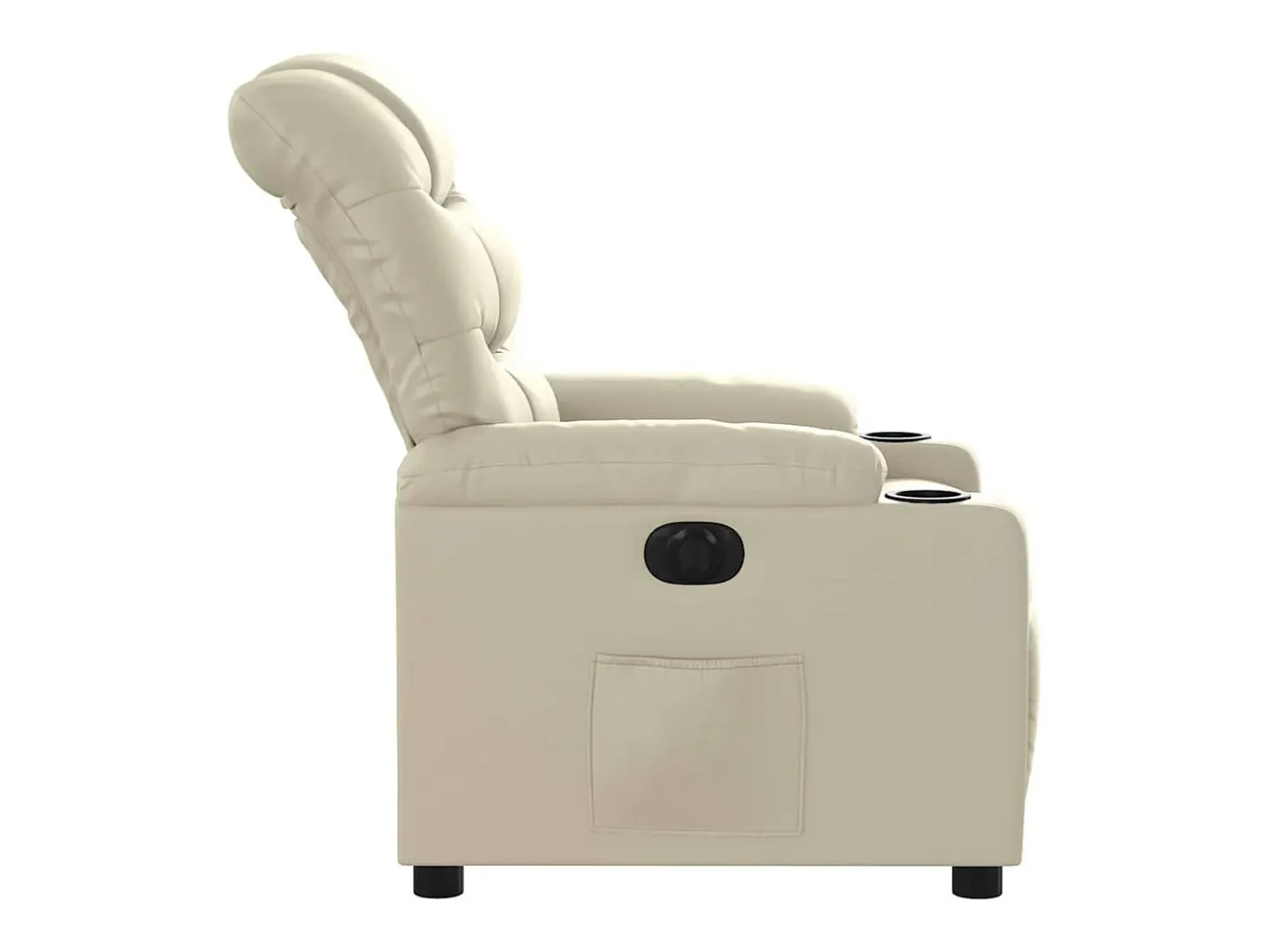 Poltrona Confortável | Poltrona reclinável elétrica couro artificial cor creme SHL106096