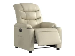 Poltrona Confortável | Poltrona reclinável elétrica couro artificial cor creme SHL106096