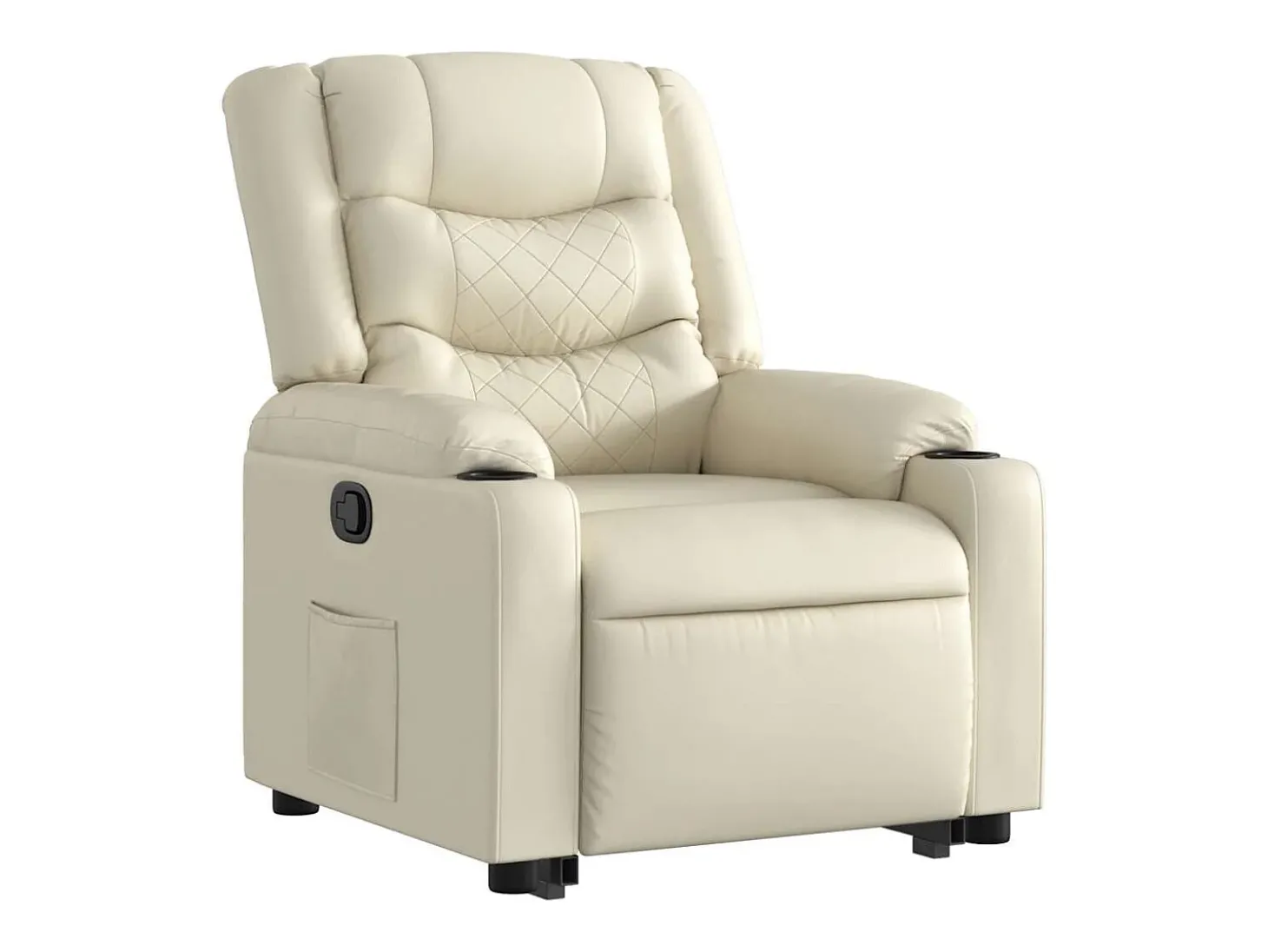 Poltrona Confortável | Poltrona reclinável elevatória couro artificial cor creme SHL157316