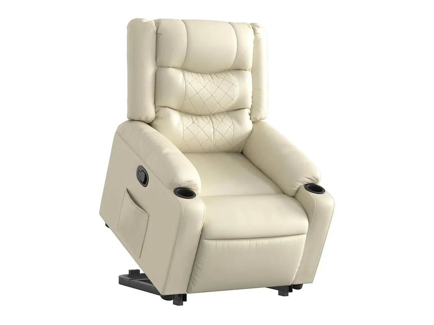 Poltrona Confortável | Poltrona reclinável elevatória couro artificial cor creme SHL157316