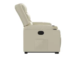 Poltrona Confortável | Poltrona reclinável elevatória couro artificial cor creme SHL157316