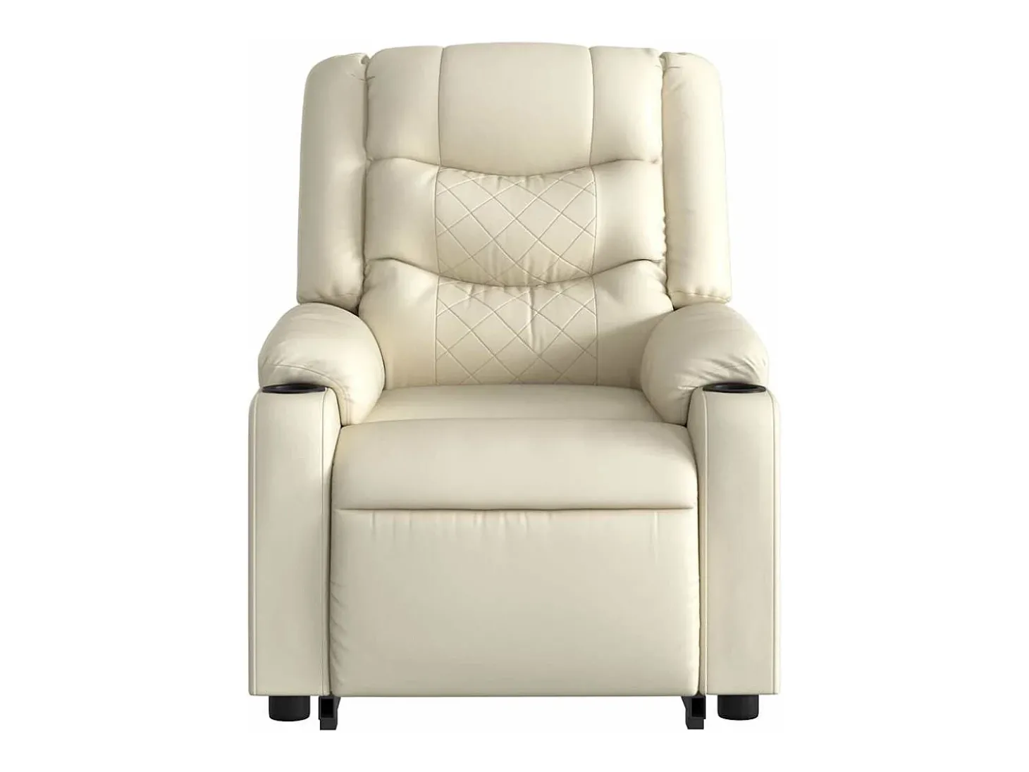 Poltrona Confortável | Poltrona reclinável elevatória couro artificial cor creme SHL157316