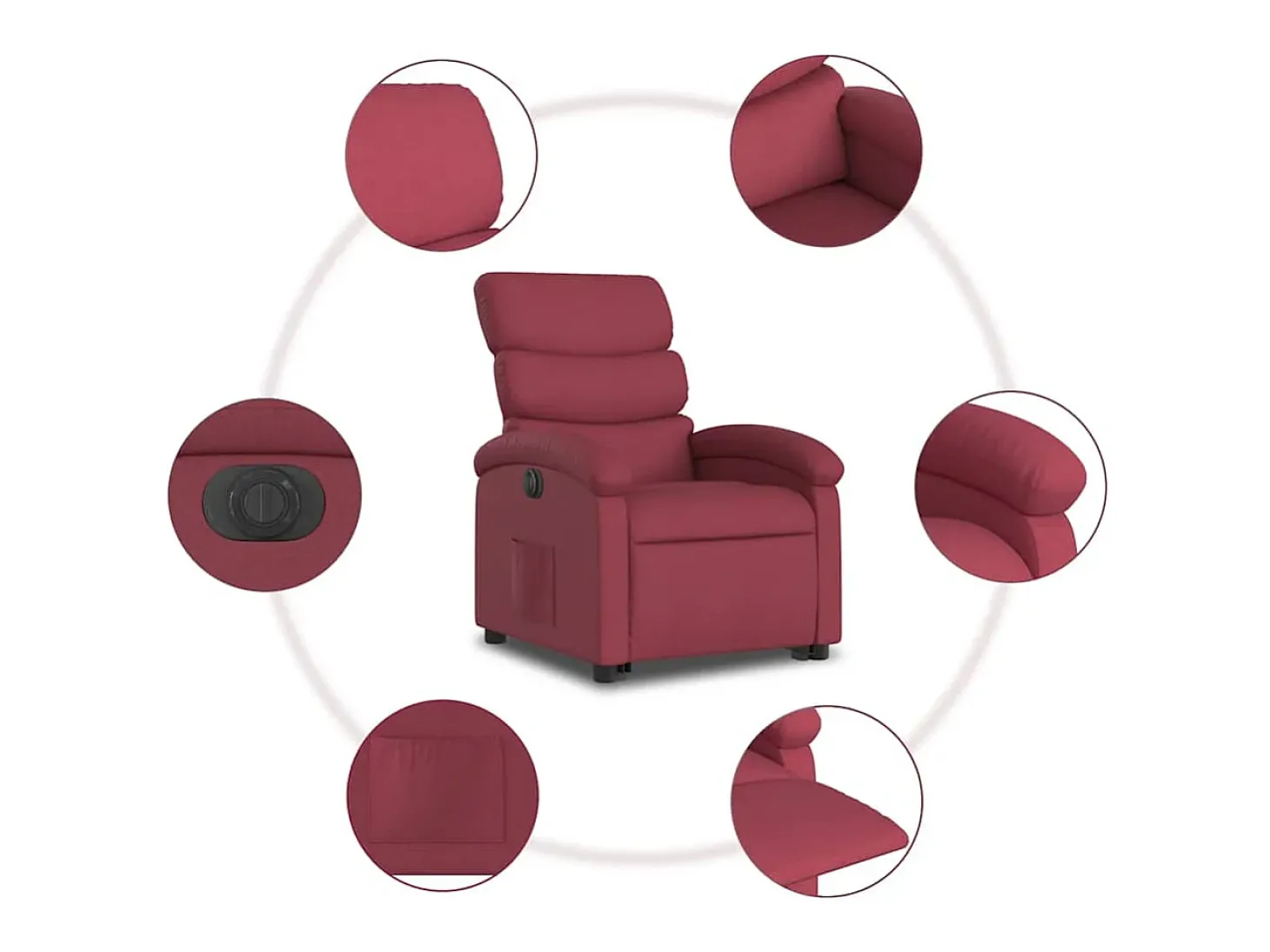 Poltrona Confortável | Poltrona reclinável elevatória elétrica tecido vermelho-tinto SHL493050