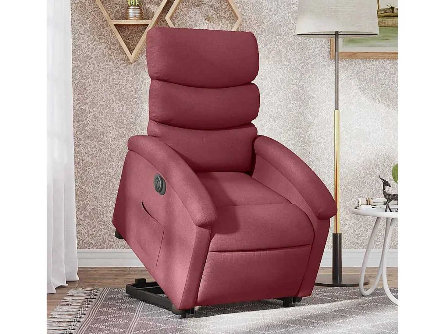 Poltrona Confortável | Poltrona reclinável elevatória elétrica tecido vermelho-tinto SHL493050