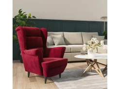 Poltrona Confortável em veludo vermelho tinto SHL308867