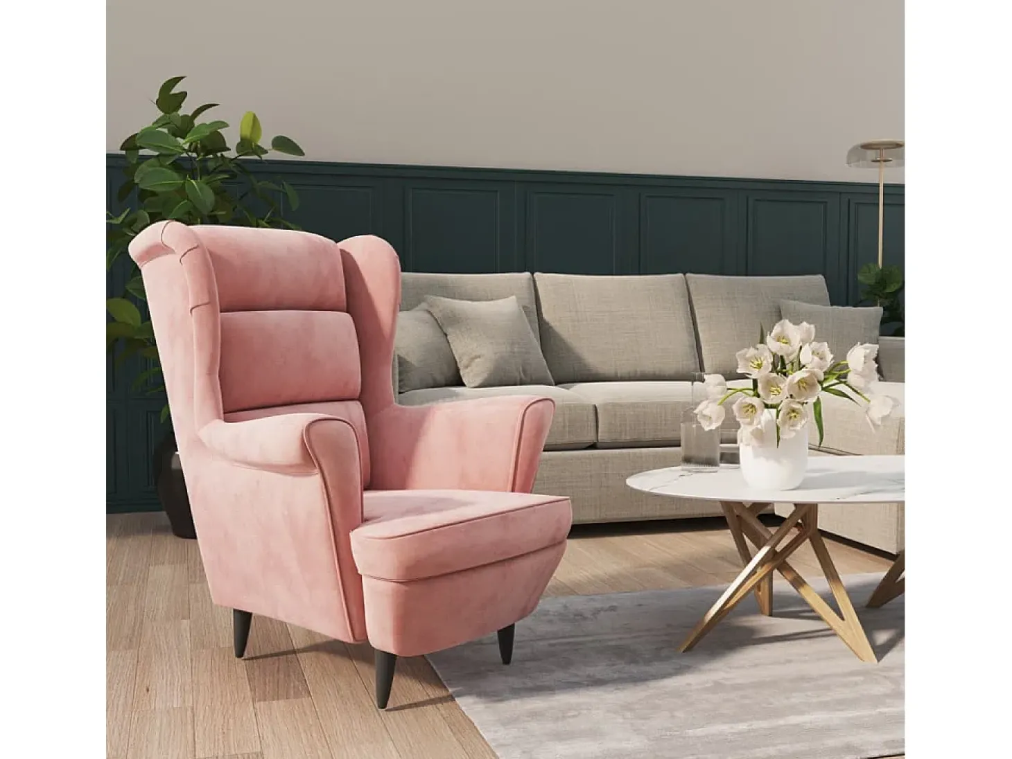 Poltrona Confortável em veludo cor-de-rosa SHL229186