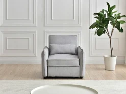 Poltrona conversível em tecido de cor cinza claro FENORA