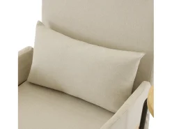 Poltrona conversível três em um com função de cama, equipada com bandeja de madeira, bege