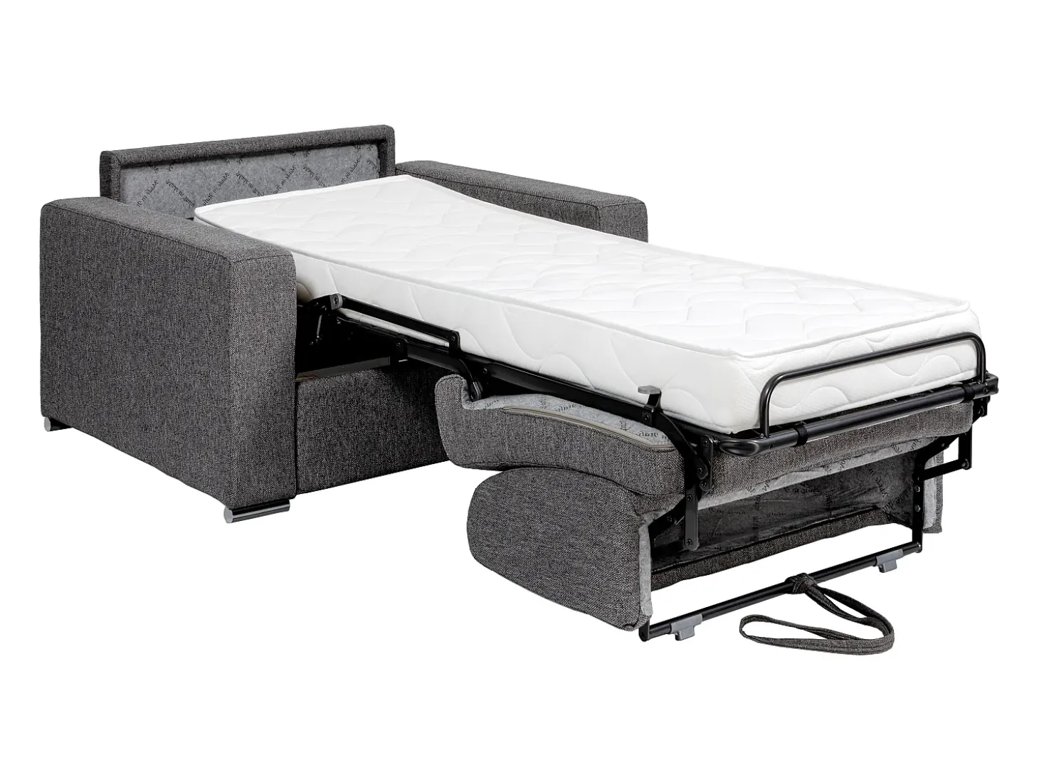 Poltrona convertível abertura rápida tecido cinza-claro, cama 70 cm e colchão 14 cm CALITO