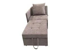Poltrona convertível em sofá-cama - Encosto ajustável - Tecido de linho cinzento