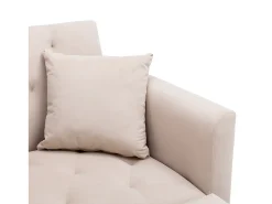 Poltrona convertível em veludo bege com encosto regulável em 3 posições 165x90x77cm