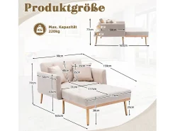 Poltrona convertível em veludo bege com encosto regulável em 3 posições 165x90x77cm
