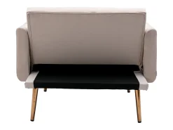 Poltrona convertível em veludo bege com encosto regulável em 3 posições 165x90x77cm