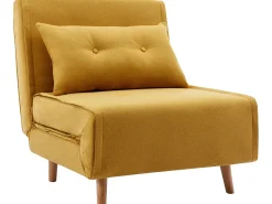 Poltrona convertível tecido amarelo mostarda estilo habitat jovem URIBIA
