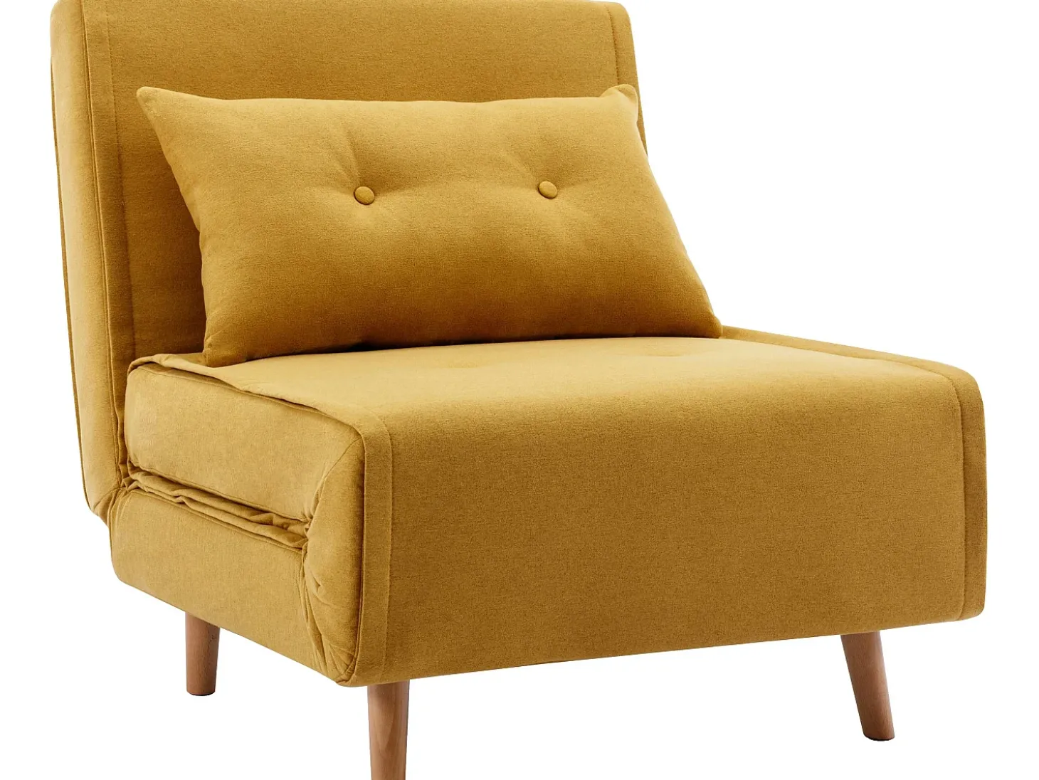 Poltrona convertível tecido amarelo mostarda estilo habitat jovem URIBIA