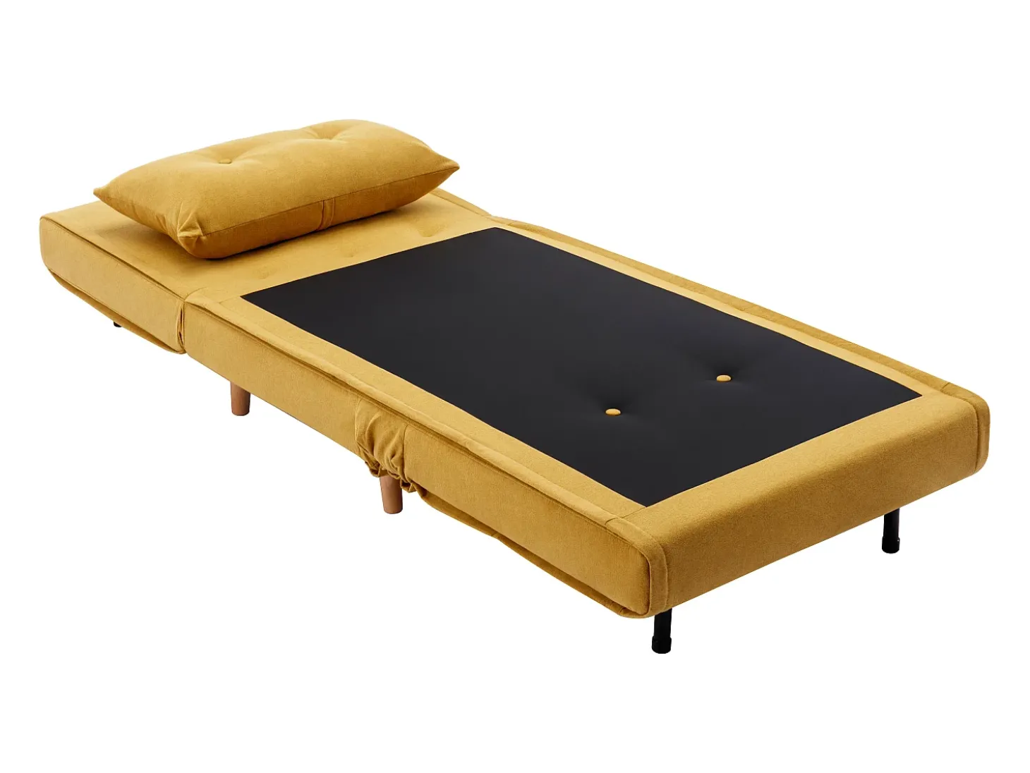 Poltrona convertível tecido amarelo mostarda estilo habitat jovem URIBIA