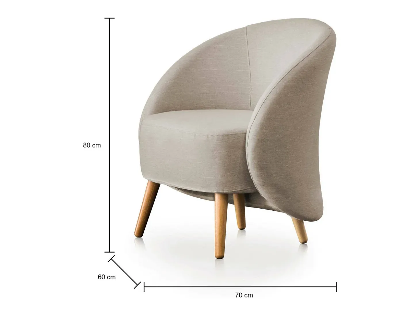 Poltrona Dabdal, Poltrona lounge design, 100% Made in Italy, Poltrona relaxante em tecido acolchoado, 70x60h80 cm, Taupe
