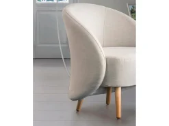 Poltrona Dabdal, poltrona lounge design, 100% Made in Italy, poltrona relaxante em tecido acolchoado, 70x60h80 cm, Bege