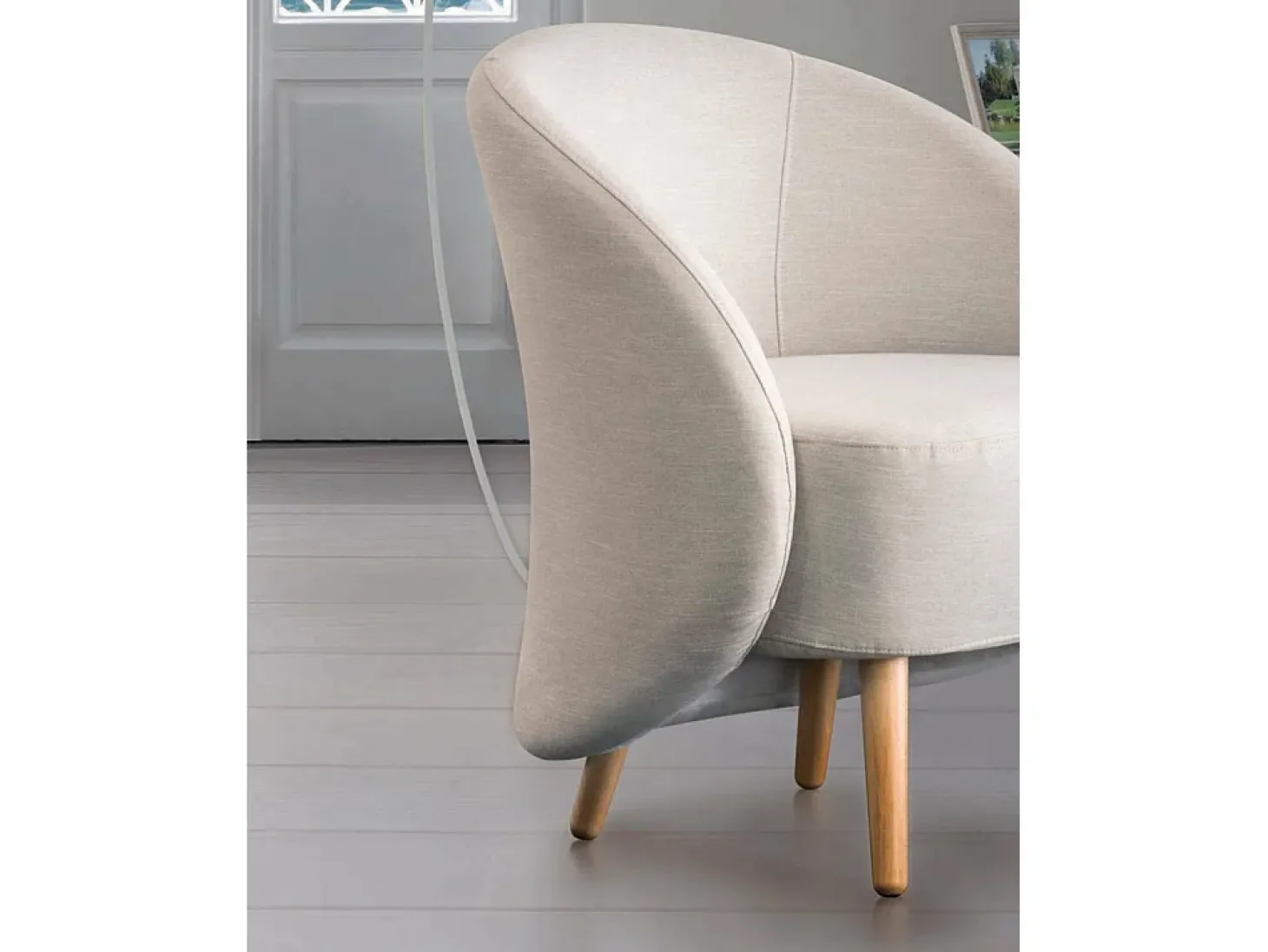 Poltrona Dabdal, poltrona lounge design, 100% Made in Italy, poltrona relaxante em tecido acolchoado, 70x60h80 cm, Bege