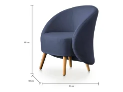 Poltrona Dabdal, Poltrona lounge design, 100% Made in Italy, Poltrona relaxante em tecido acolchoado, 70x60h80 cm, Azul