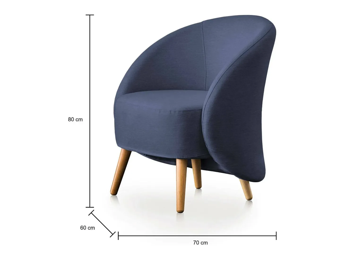 Poltrona Dabdal, Poltrona lounge design, 100% Made in Italy, Poltrona relaxante em tecido acolchoado, 70x60h80 cm, Azul