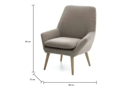 Poltrona Dabdall, Poltrona design para sala, 100% Fabricado na Itália, Poltrona relaxante em tecido acolchoado, 80x70h95 cm, Taupe