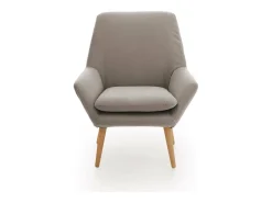 Poltrona Dabdall, Poltrona design para sala, 100% Fabricado na Itália, Poltrona relaxante em tecido acolchoado, 80x70h95 cm, Taupe
